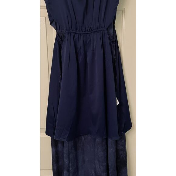 Likely Rosa Dress Womens 2 Indigo Blue Tie-Dye Puff Sleeve Maxi Cut Out Flounce - Picture 12 of 15